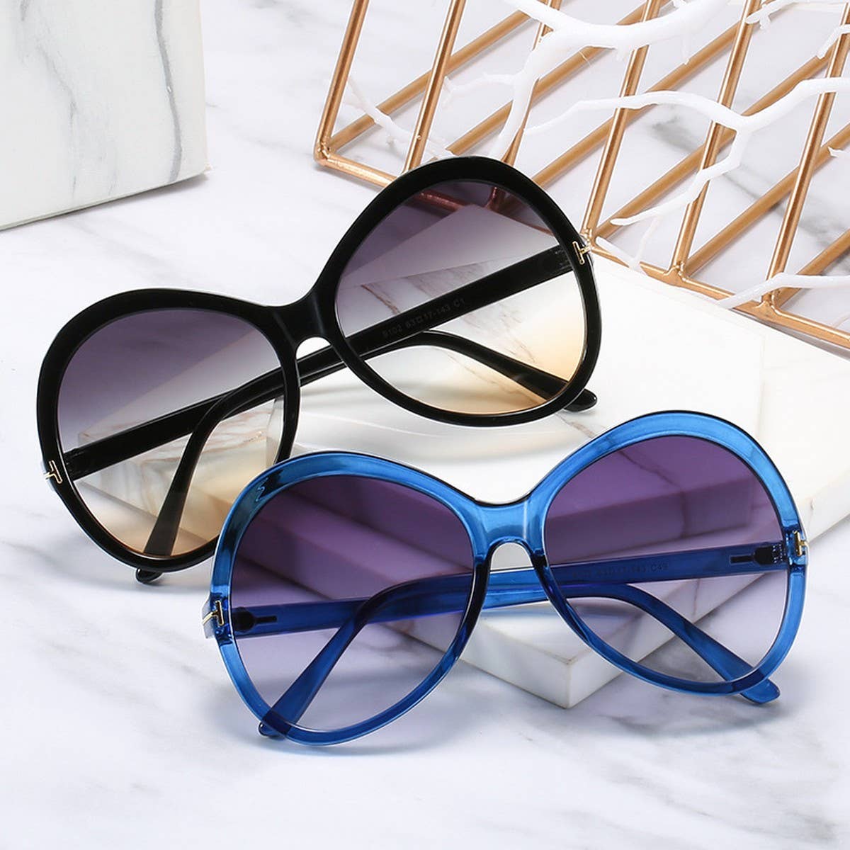 LARGE FRAME TOAD TRENDY T-SHAPE SUNGLASSES WOMEN