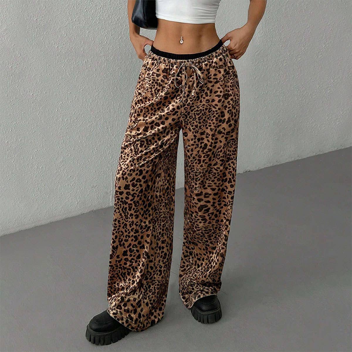 LOOSE SAG LEOPARD PRINT TREND PANTS