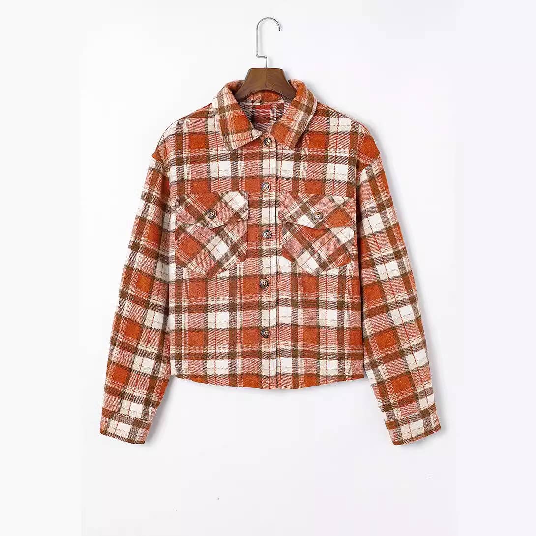 STYLISH PLAID LAPEL SINGLE-BREASTED JACKET