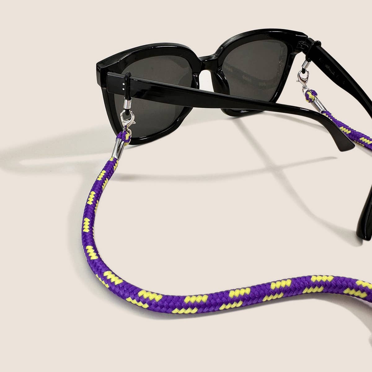 COLORFUL DUAL COLOR BLOCK BRAIDED GLASSES LANYARD