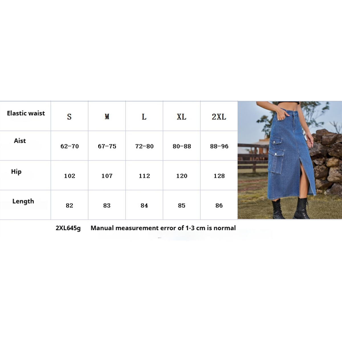 Women??¢s Casual Denim Midi Skirt Elastic Waist_CWJSK0204