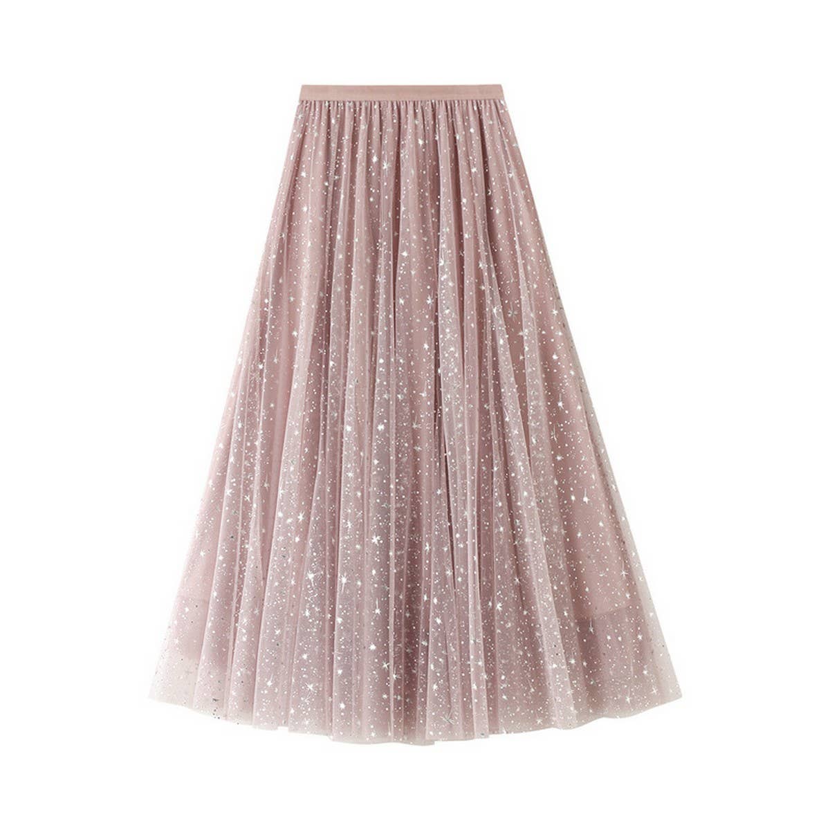 Starry Sequin Tulle A-Line Fairy Midi Skirt_CWBMS0389
