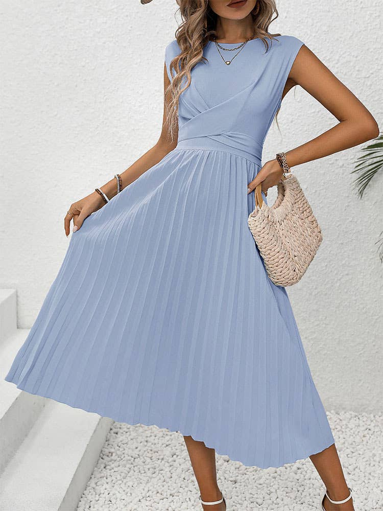 SOLID COLOR DRESS WITH STRAP DESIGN