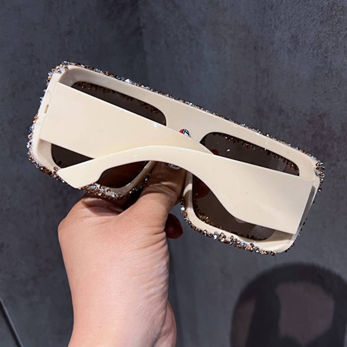 LUXURY RHINESTONE TRENDY LARGE FRAME SUNGLASSES