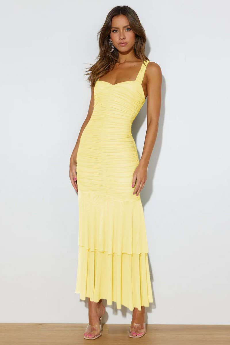 CWDMD4796_SUSPENDER DOUBLE-LAYER MESH SPLICING DRESS