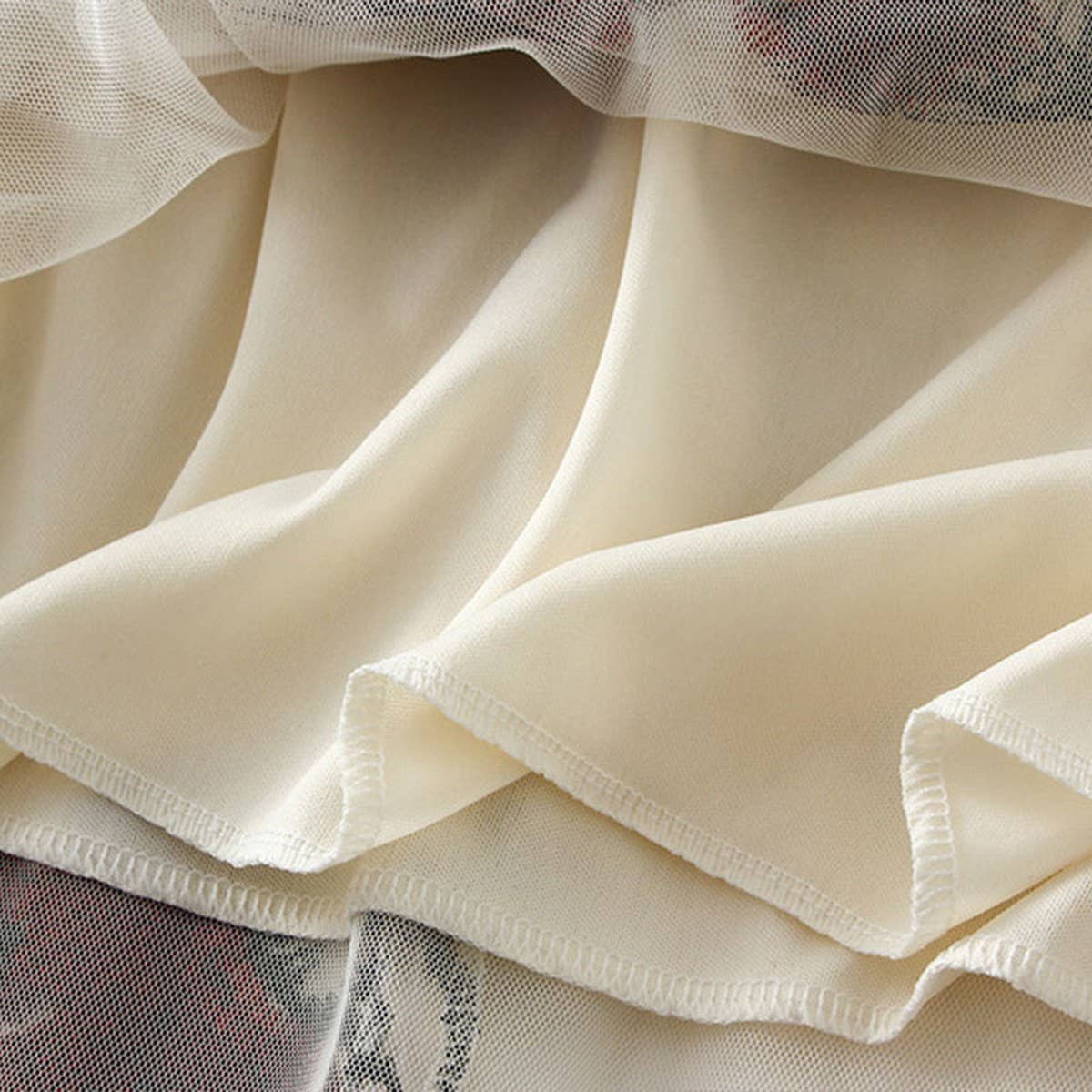 Vintage Floral Embroidered Tulle Midi Skirt