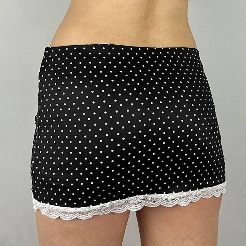 Gentle wind lace lace polka dot hip skirt