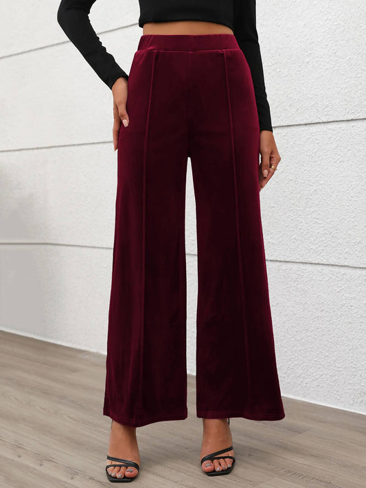 COMMUTER STYLE HIGH-WAISTED VELVET PANTS