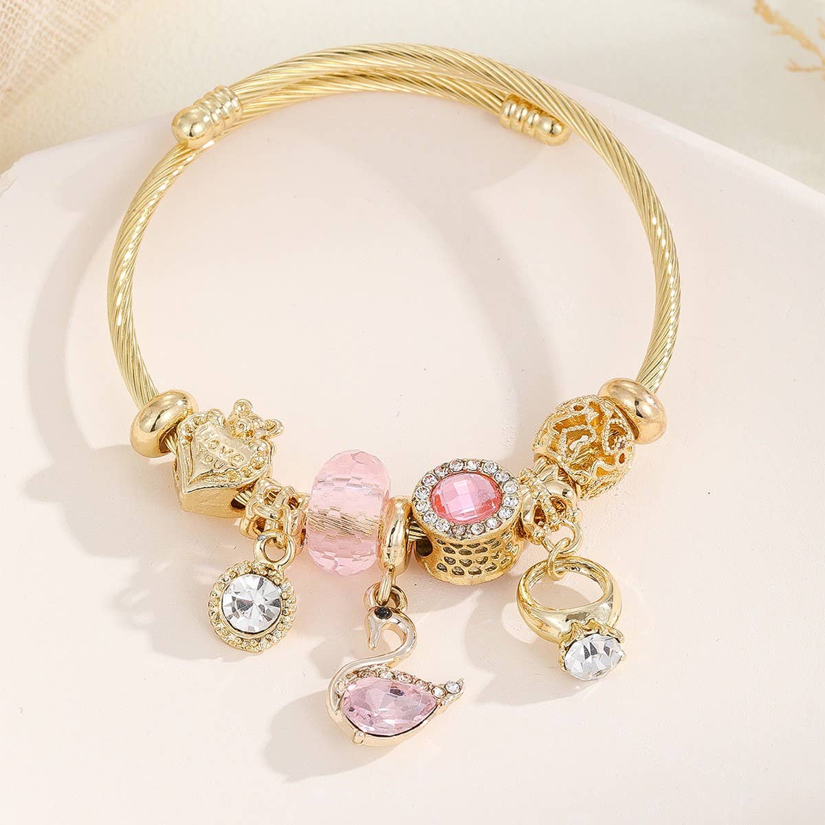 Trendy Stainless Steel Bracelet with Heart Charm