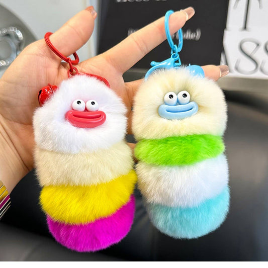 UGLY AND CUTE CATERPILLAR BAG PENDANT CAR KEYCHAIN