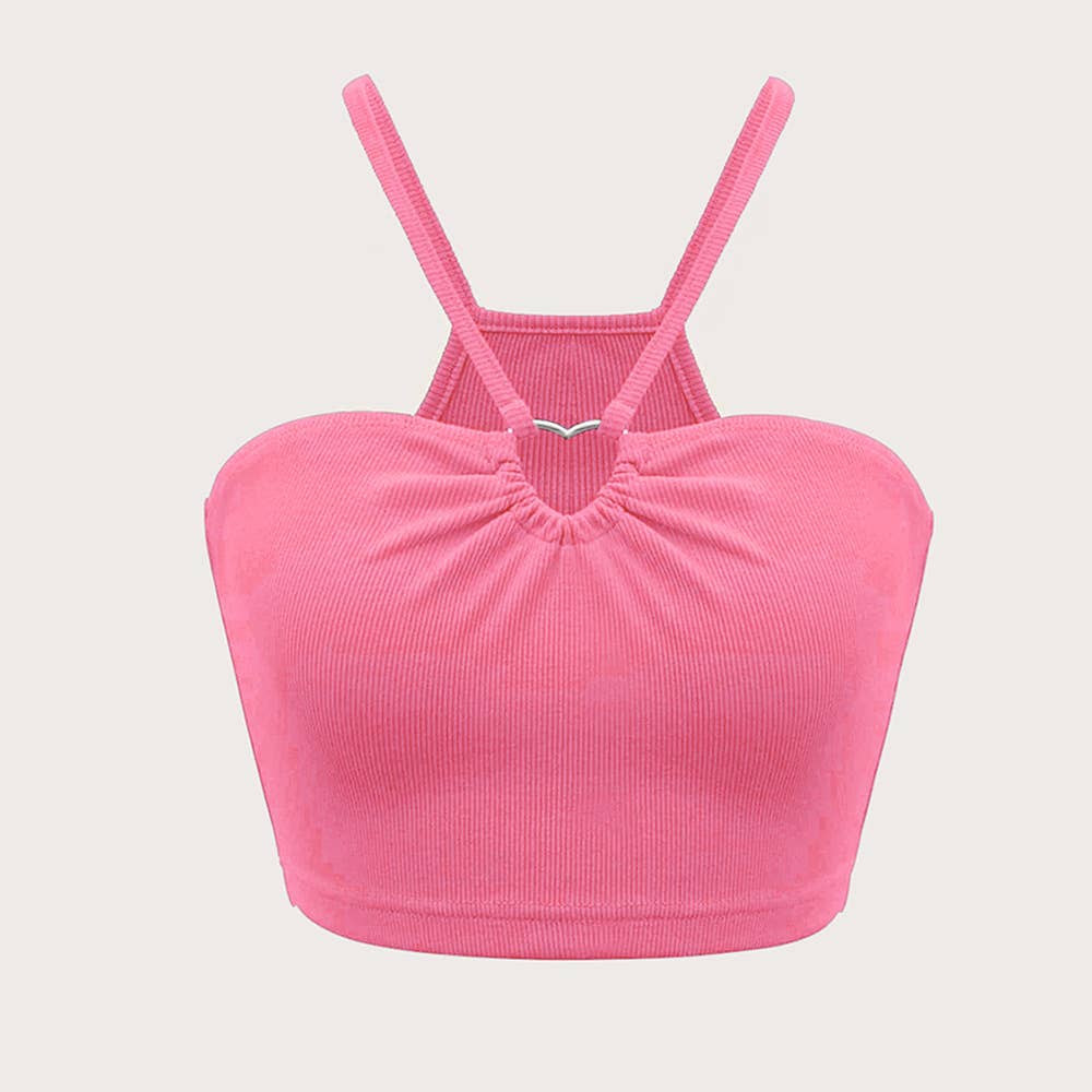 Ultra short love loop vest with halter topper