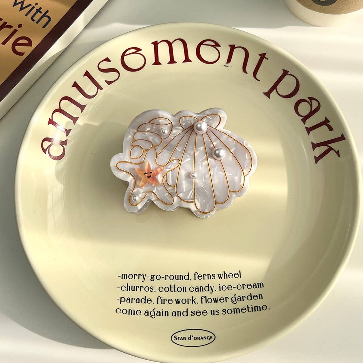 Ocean Shell & Starfish Hair Claw, Pearl Shark Clip_CWAHA5898