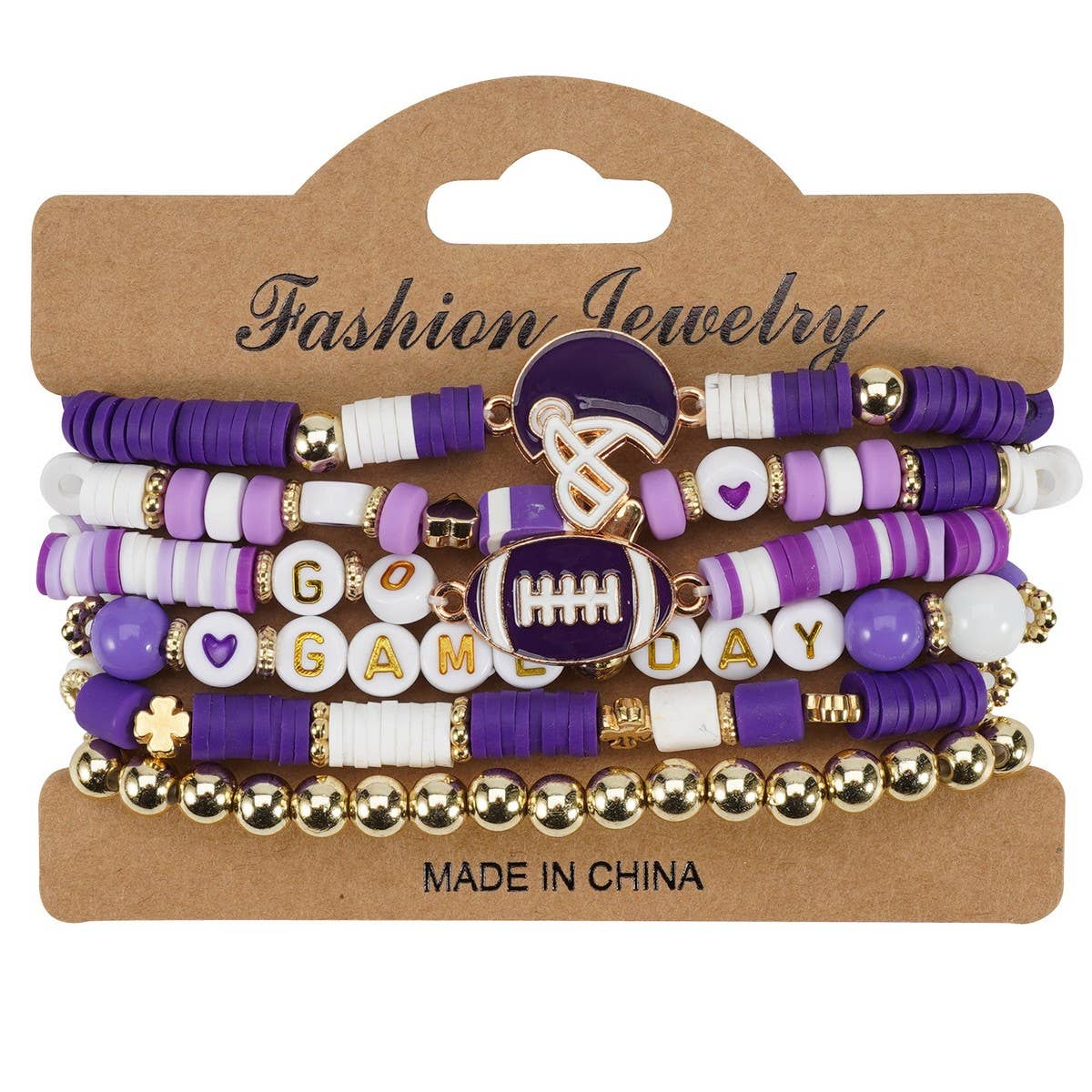 CWMM10455_FOOTBALL GAME DAY BEADED ELASTIC BRACELET