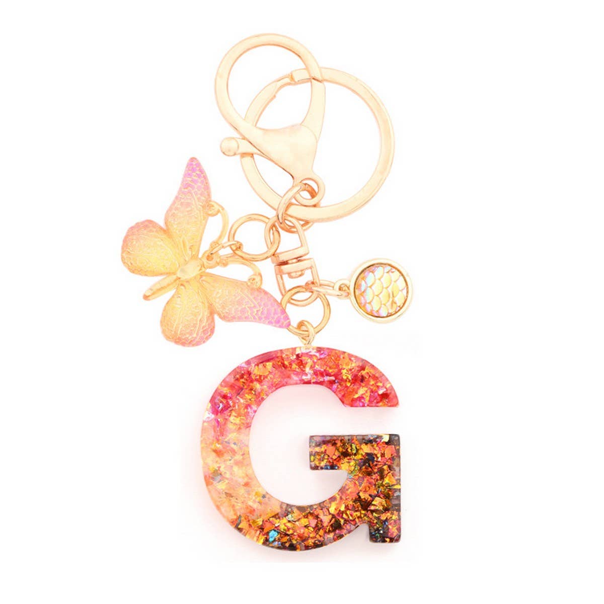 Creative Crystal Letter Keychain with Resin Sequins_CWAB5021