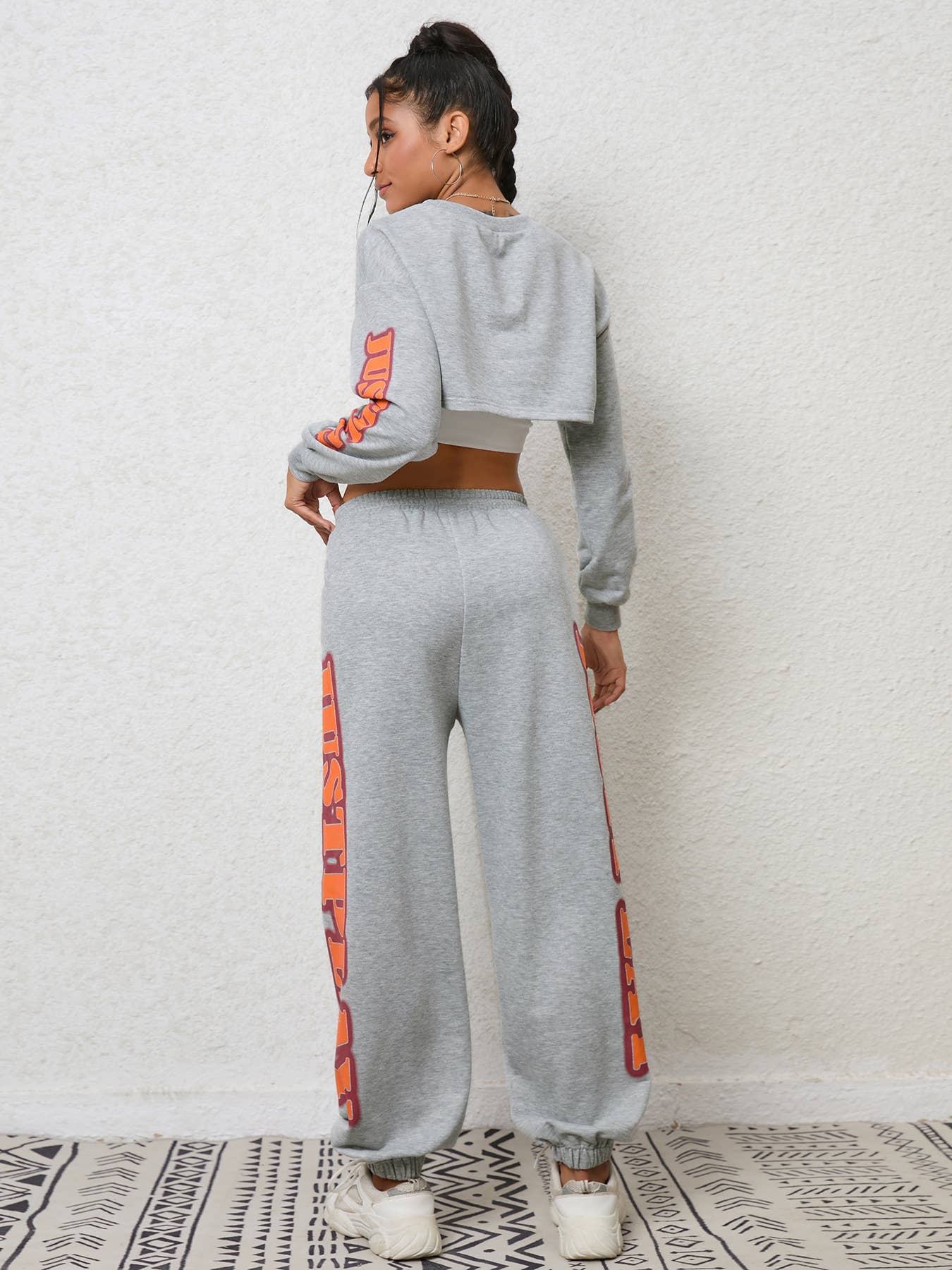Fashion letter-embroidered casual sportswear set