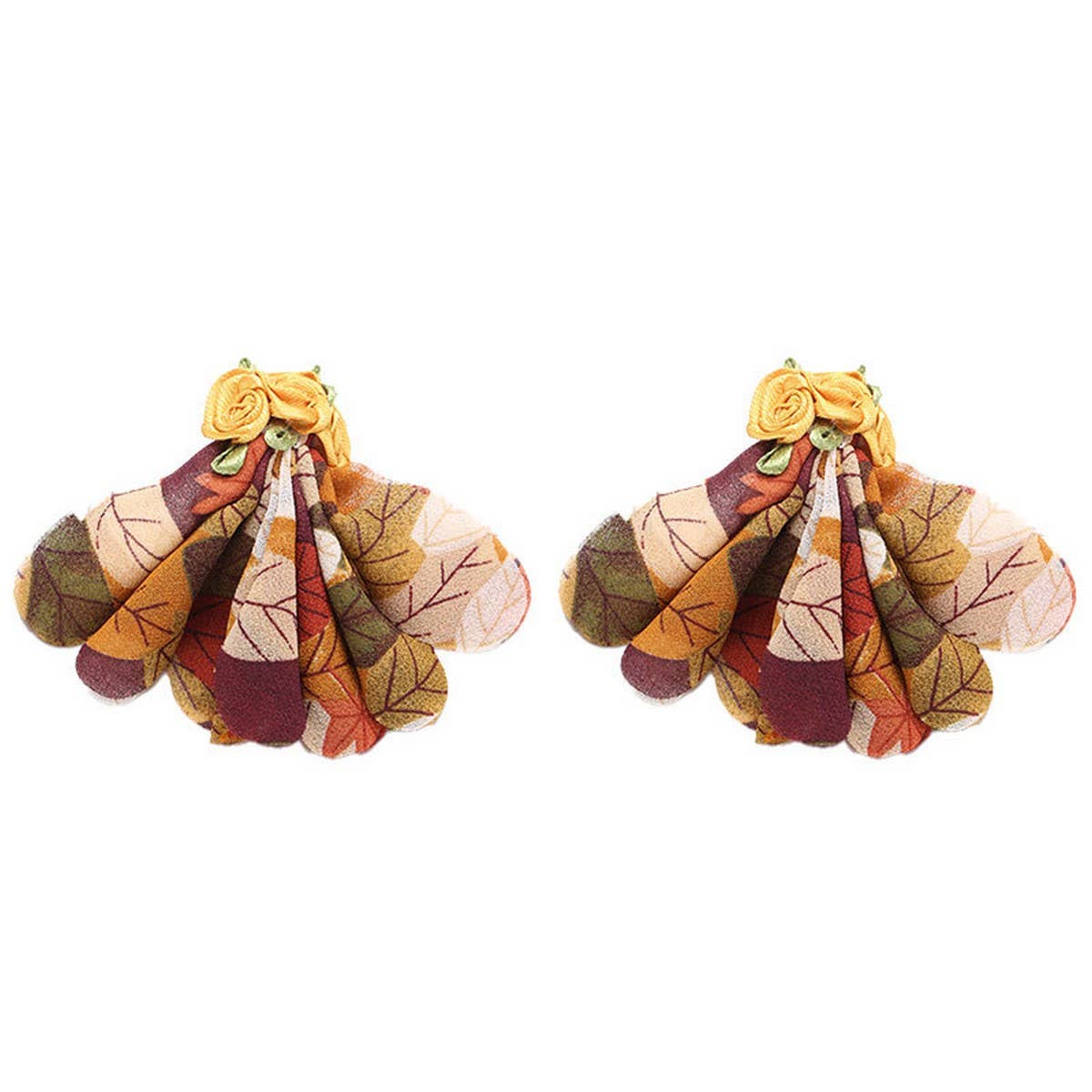 Boho Handmade Floral Earrings Leopard Print Fabric_CWMM6176