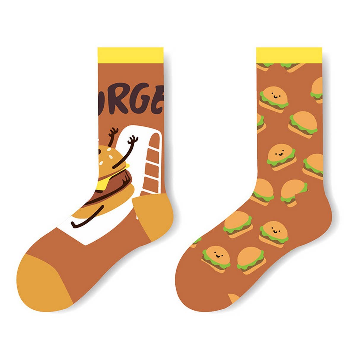 AB SIDE HAMBURGER BEER MID-TUBE TRENDY SOCKS_CWMS1009