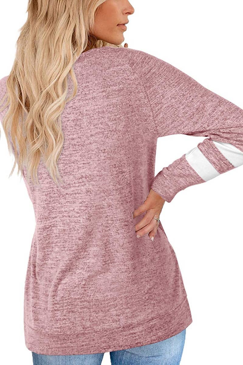 WOMEN OVERSIZED BOYFRIEND V NECK PULLOVER_CWTSTL0303