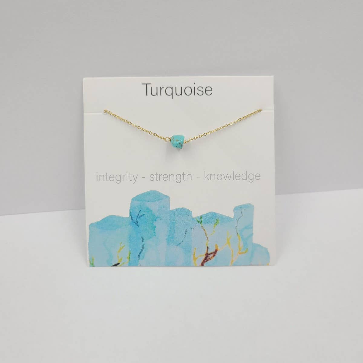 NATURAL CRYSTAL GRAVEL PENDANT NECKLACE WITH CARD