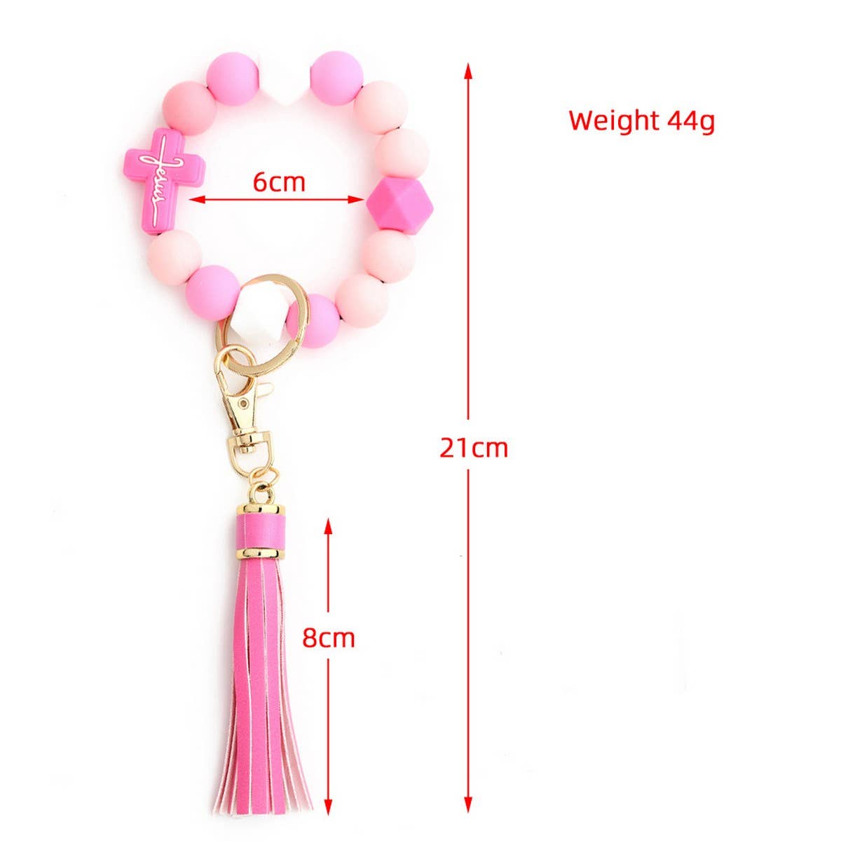 Cross Rabbit Keychain Easter Silicone Bead Bracelet_CWAB5076