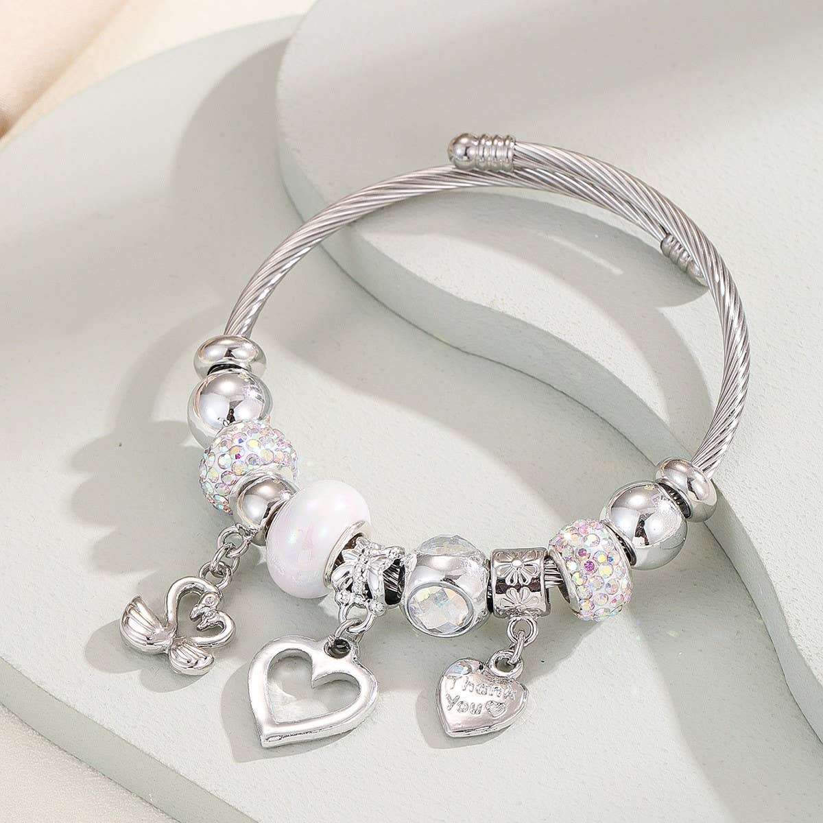 DIY Heart Charm Silver Jingle Bracelet