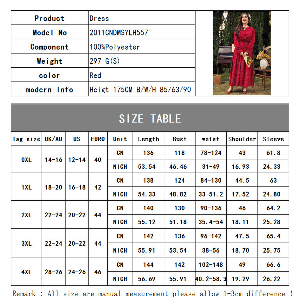 Plus Size Polka Dot Dress ??Loose Long Sleeve Fit_CWDMD5977