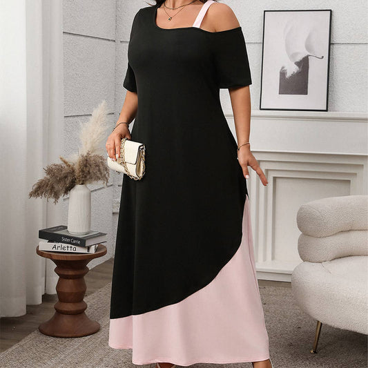 Elegant Colorblock Spaghetti Strap Dress