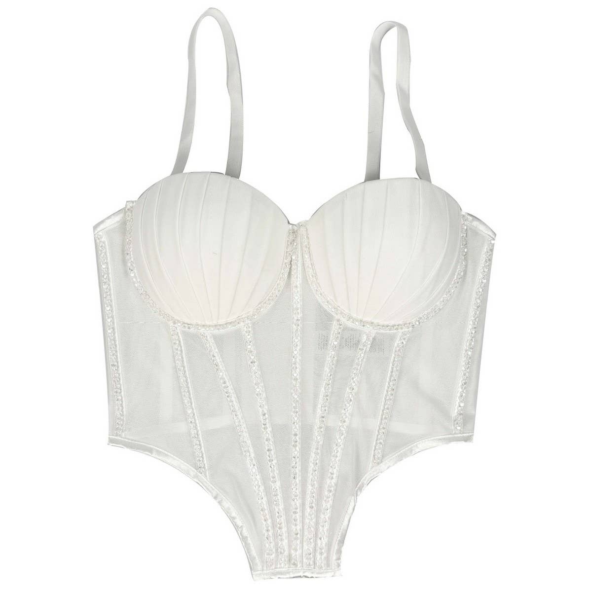 SEXY MESH RHINESTONE HERRINGBONE BRA