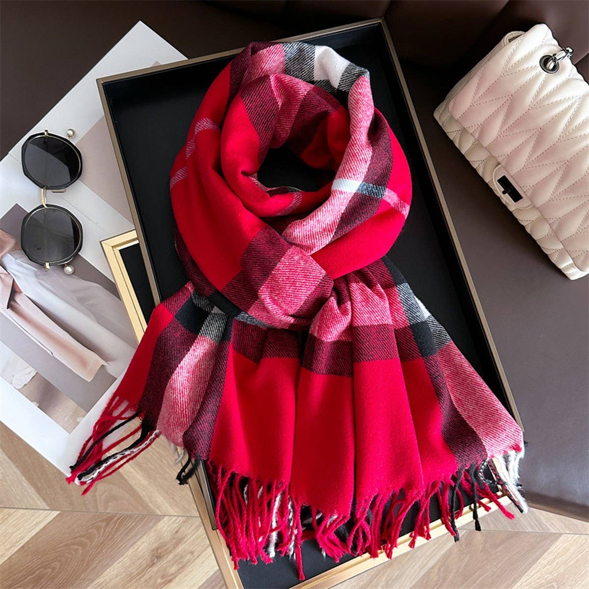 Classic Tartan Warm Scarf for Fall and Winter