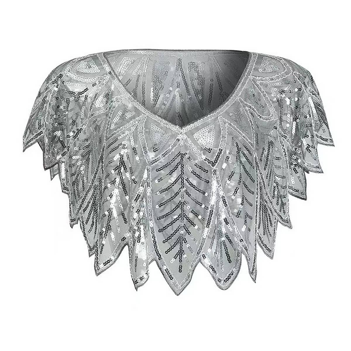 Beaded Sequin Capelet ??Vintage Evening Wrap_CWMM8957