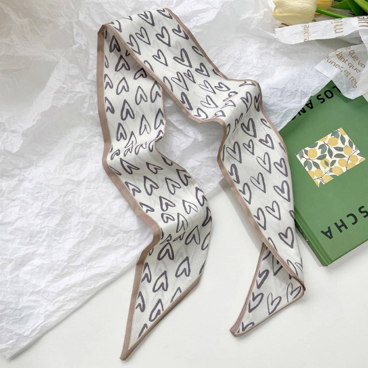 Neutral Long Twilly Scarf ? Hair Tie & Neck Ribbon