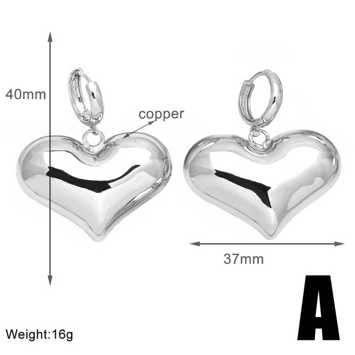 SILVER HEART-SHAPED PENDANT EARRINGS