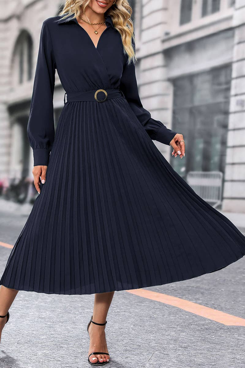 CWDMD4443_SPRING AND AUTUMN HIGH-END SOLID COLOR DRESS