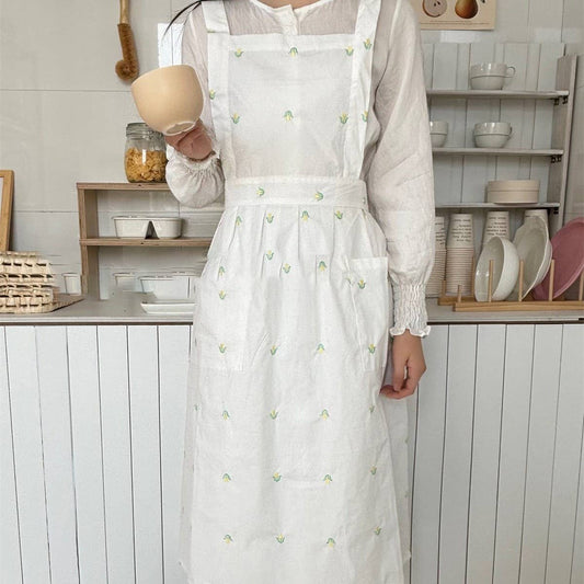 EMBROIDERED EXQUISITE TULIP APRON LOLITA APRON