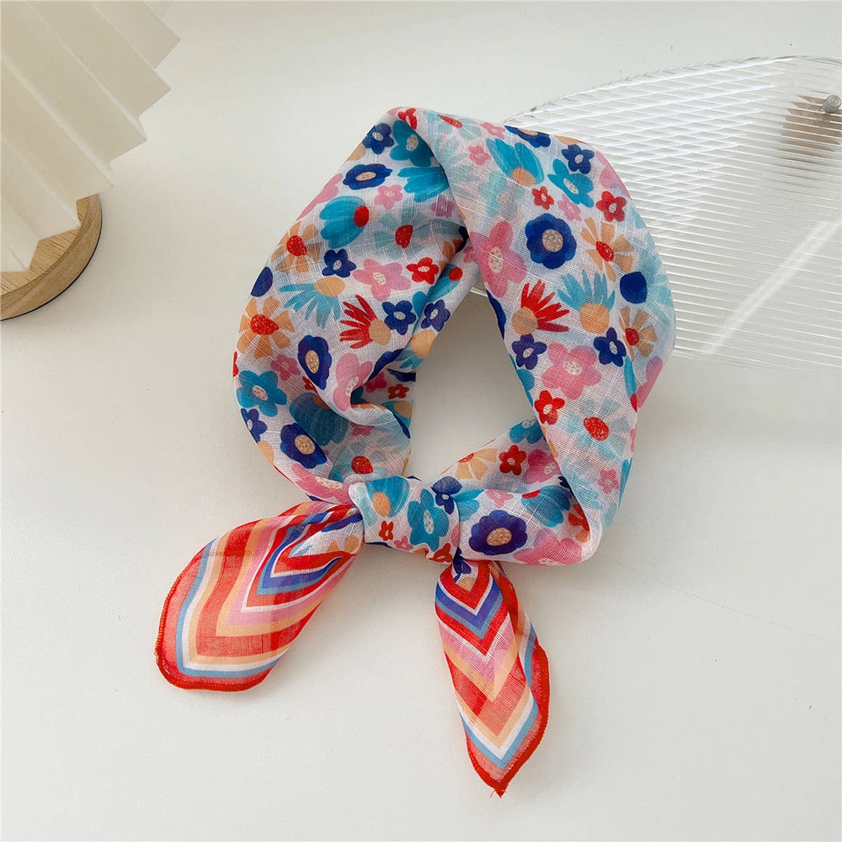 Cotton Linen Square Scarf - Breathable Neck Wrap