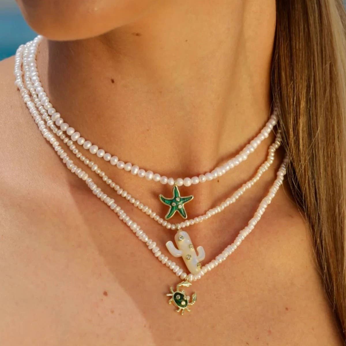 Cactus Pearl Beaded Choker ??Sweet Luxe Necklace_CWAJE4613