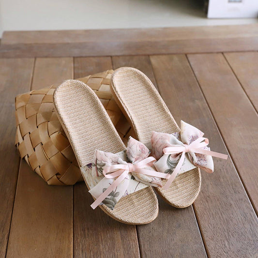 Linen House Slippers with Ink Wash Design