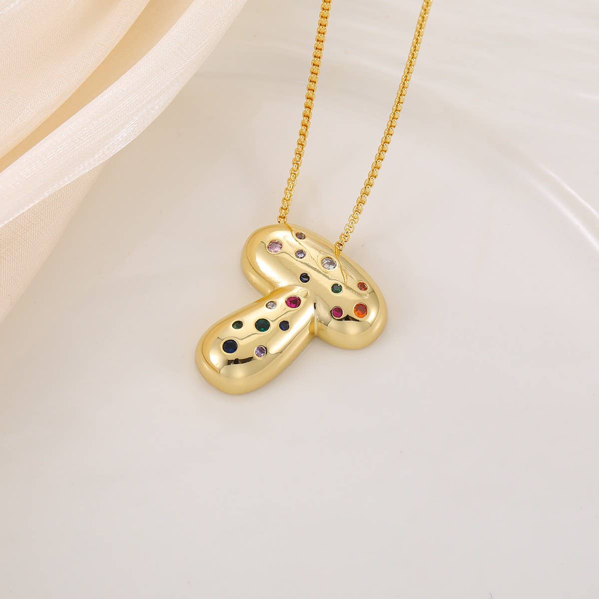 Creative Glossy Colorful Letter Pendant Necklace