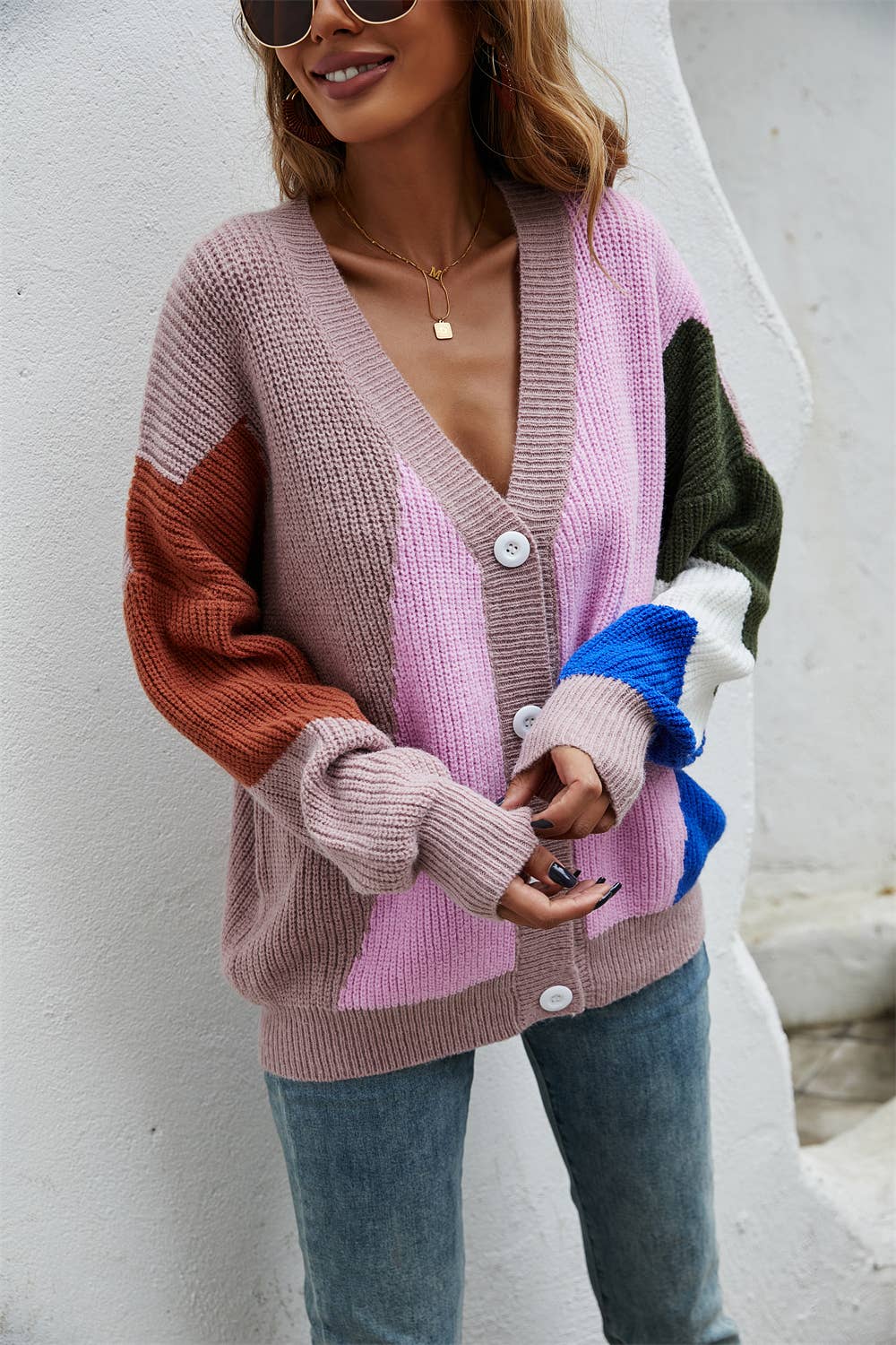 Patchwork Personality Fashion Knit Cardigan_Cwocal0960