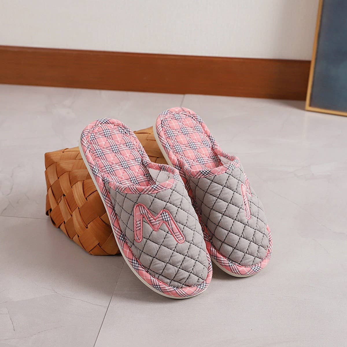 Thick Cotton PVC Sole Silent Couple Slippers