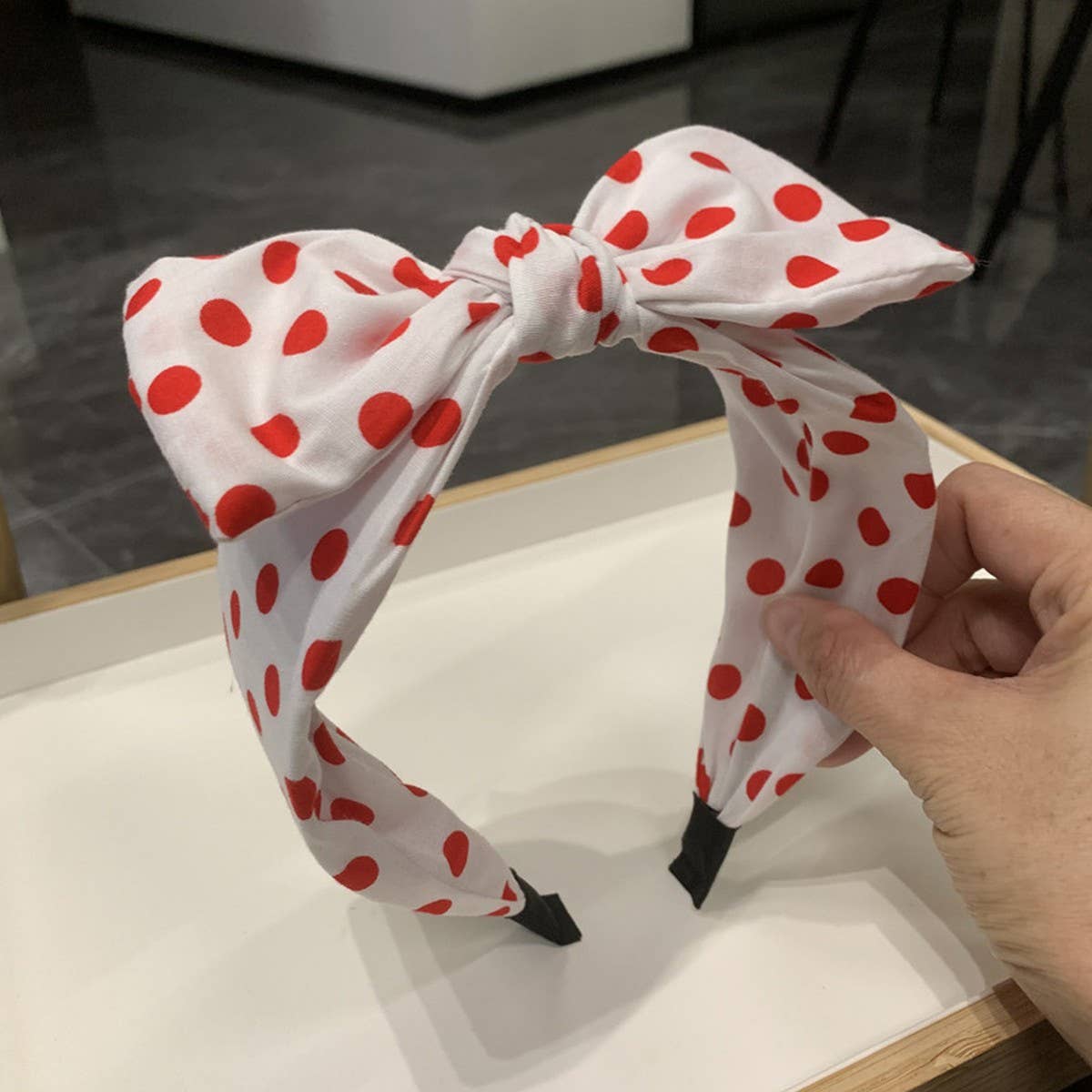 FRENCH STYLE BIG BOW DOT SIMPLE HEADBAND