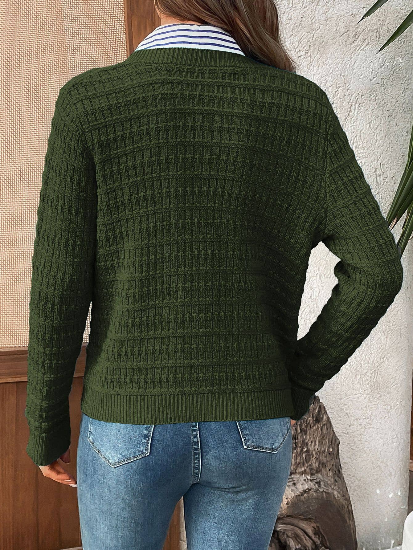 Solid-color commuter knitted casual Cardigan