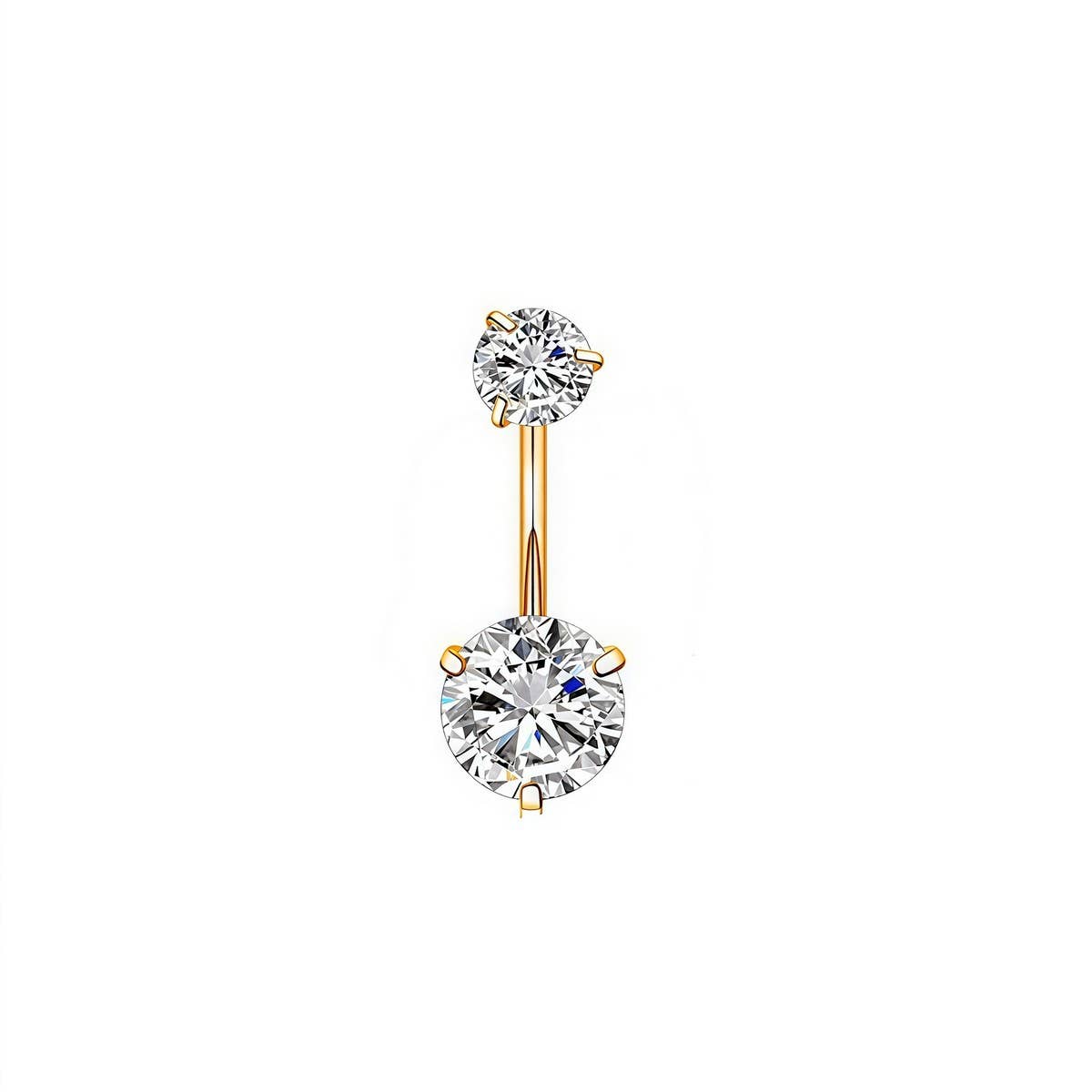 Round CZ 3-Prong Stainless Steel Navel Ring