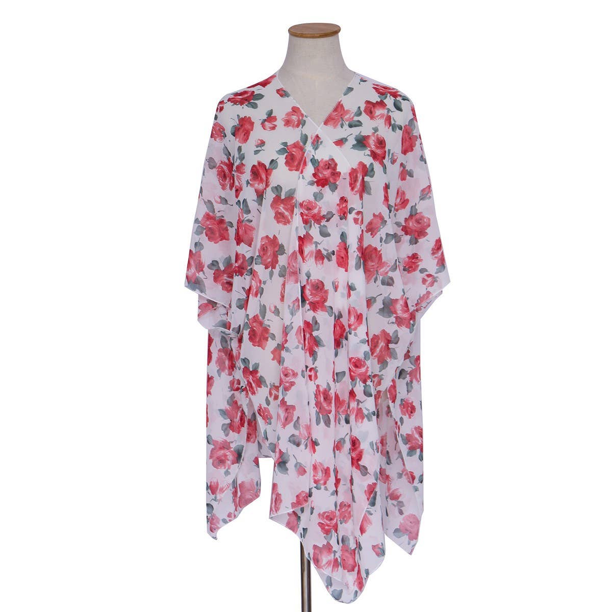 FLORAL PRINT FRONT OPEN KIMONO FOR SUMMER VACATION