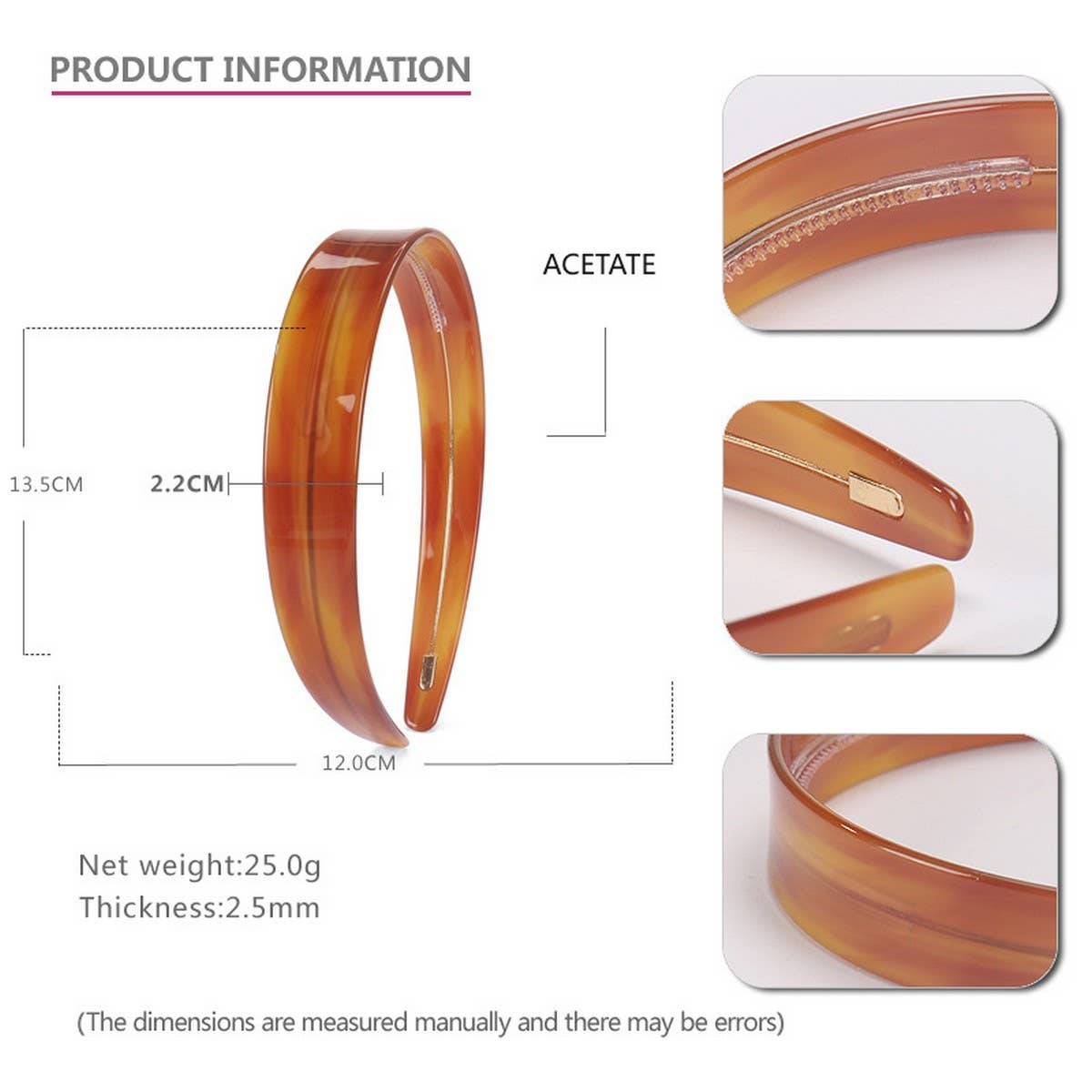 2.2CM WIDE VINTAGE ACETATE HEADBAND HAIRPIN_CWAHA4341