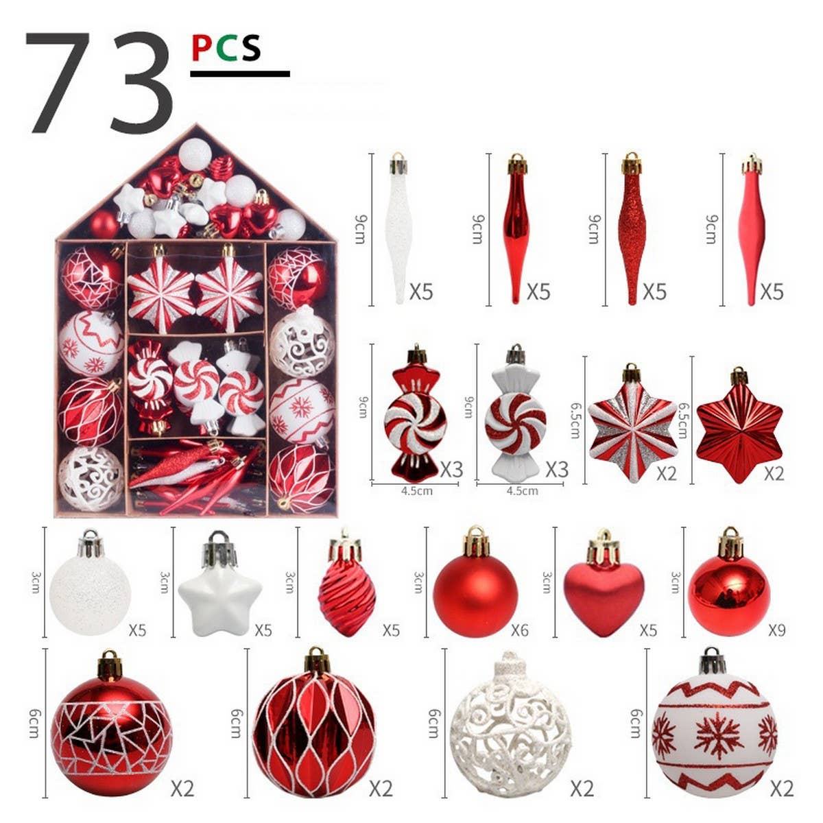 Christmas Ball Set with Painted House Design_CWMM9885