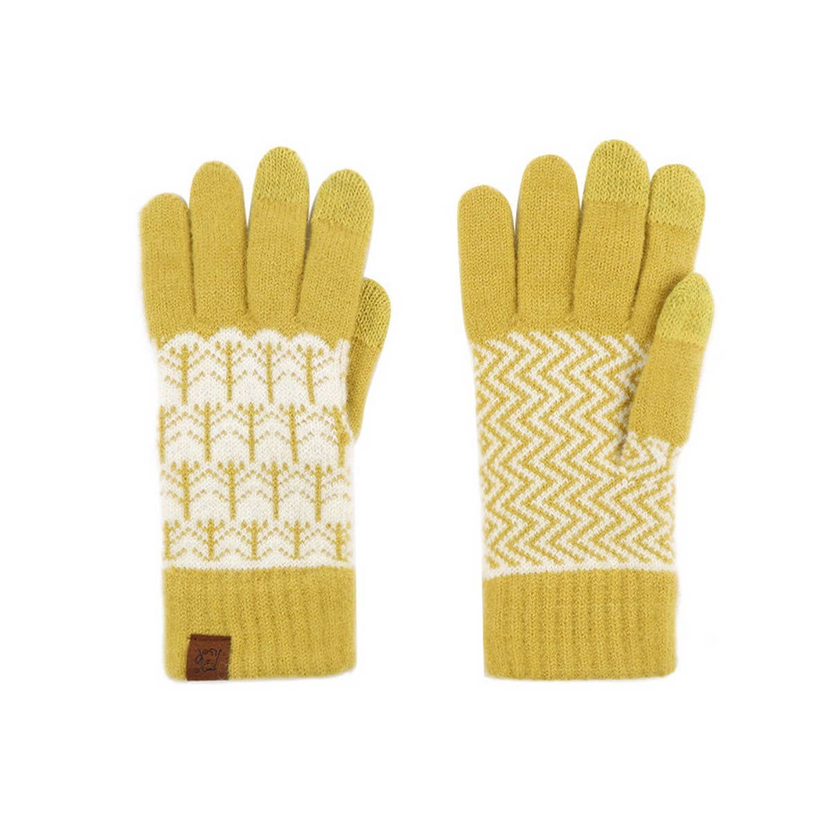 CONTRAST COLOR WOOL KNITTED JACQUARD WARM GLOVES