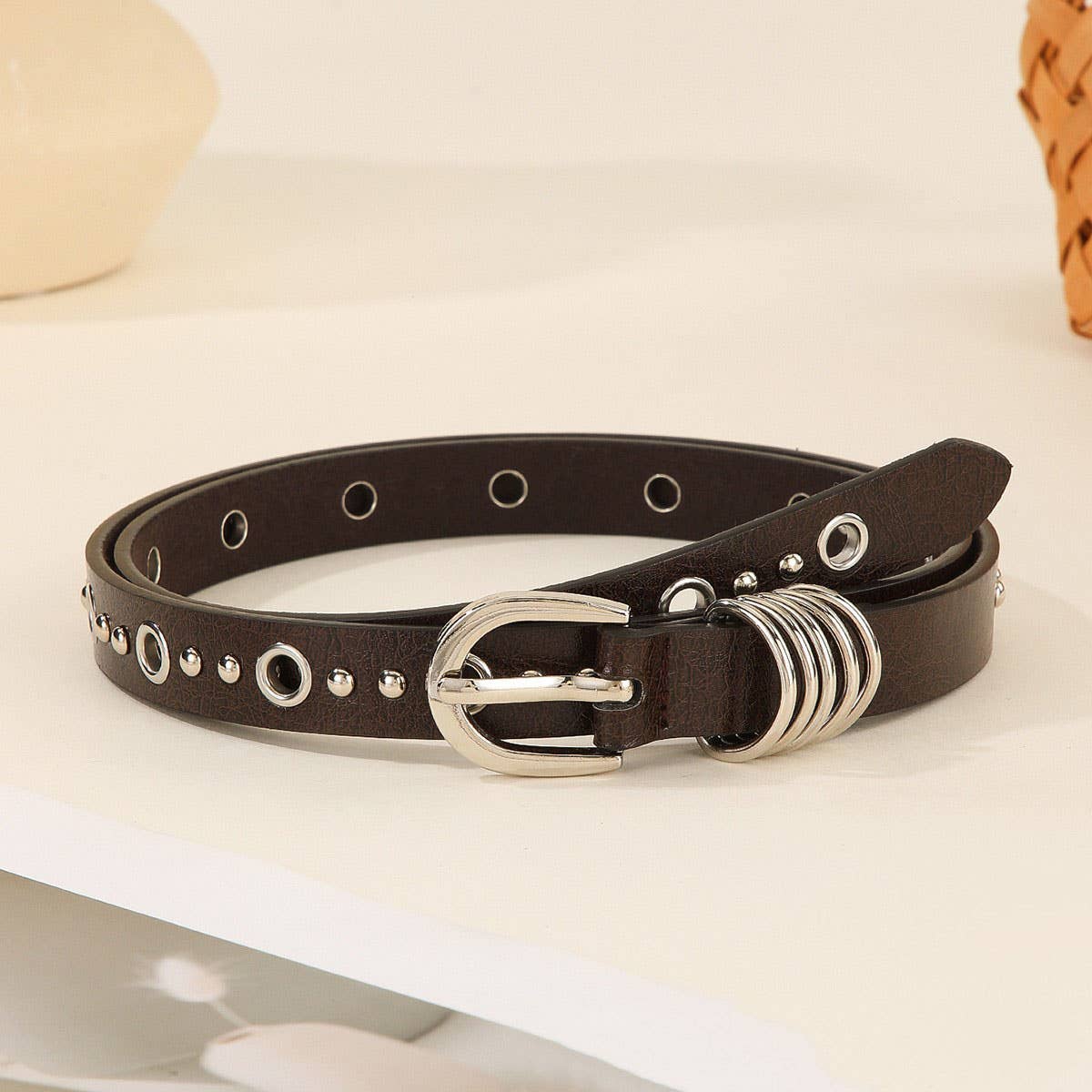 Silver Grommet Punk Belt for Skirts Jeans Outfits_CWABE1231