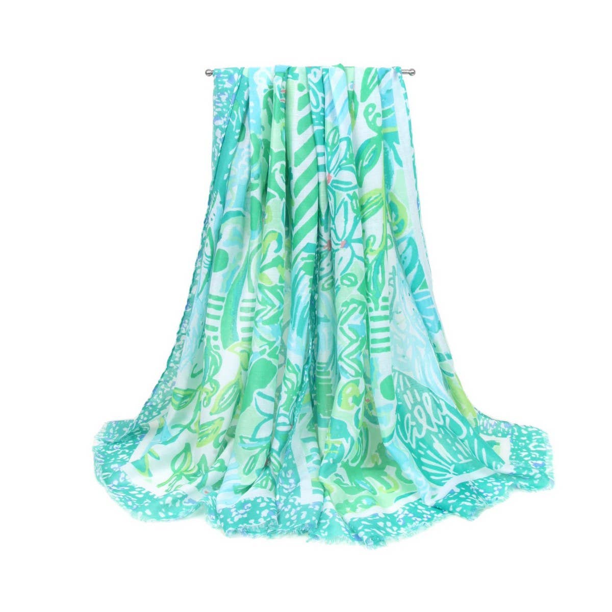 UV Protection Silk Scarf - Floral Beach Shawl