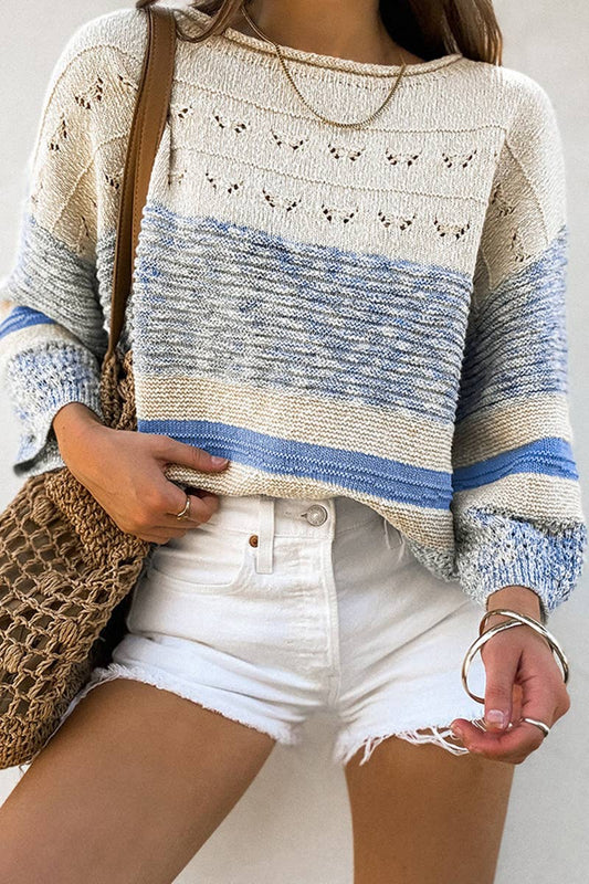 BAGGY CREW-NECK SWEATER IN CONTRASTING COLORS